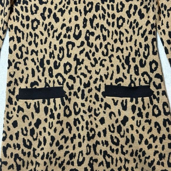 J. Crew MockNeck Sweater Dress Leopard Knit Pullover Merino Wool Blend Women XS - Picture 5 of 14
